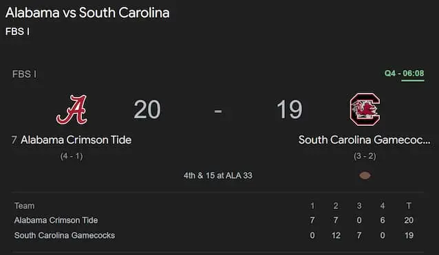 South Carolina vs. Alabama